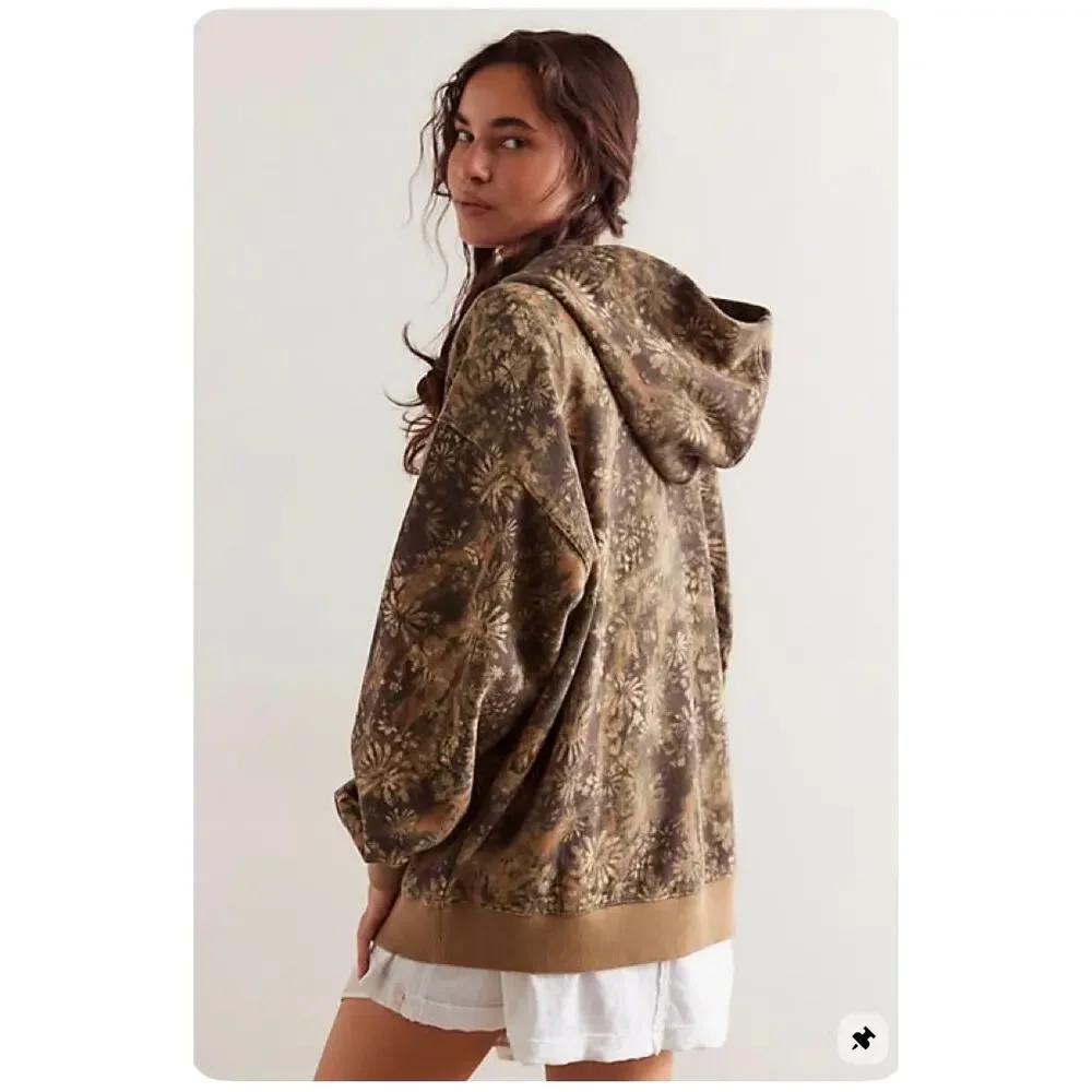 NWT / Free People / It’s a Vibe Hoodie Floral Camo Combo / sz s - Picture 2 of 3